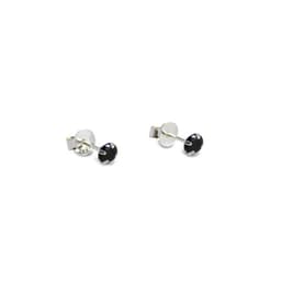 Aros Circon Negro Grifas 4mm Plata Fina 925 Plateado TALLA UNICA