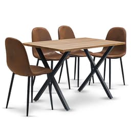 Comedor Hudson Mesa 75X70X120 4 Sillas Pu Cafe.