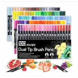 100 Marcadores De Doble Punta Tipo Pincel Colores