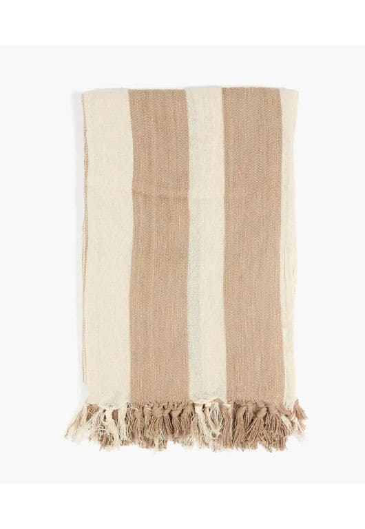 Manta Algodon Textura Lineas Beige