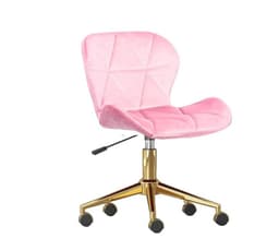 Silla Escritorio Mariposa Felpa Rosada Pedestal Dorado