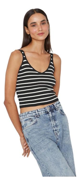 Top Celine negro y blanco Negro L