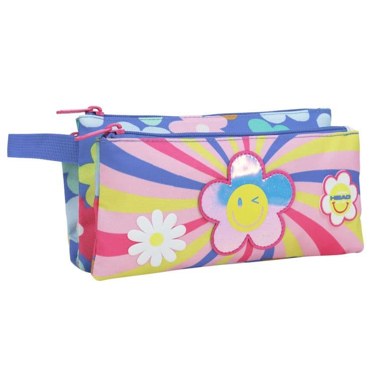 Estuche Infantil Triple Celerio Smile Flowers Morado