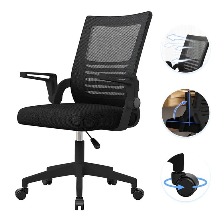 Silla De Escritorio Emilia Oficina Ergonomica Acolchada Color Negro