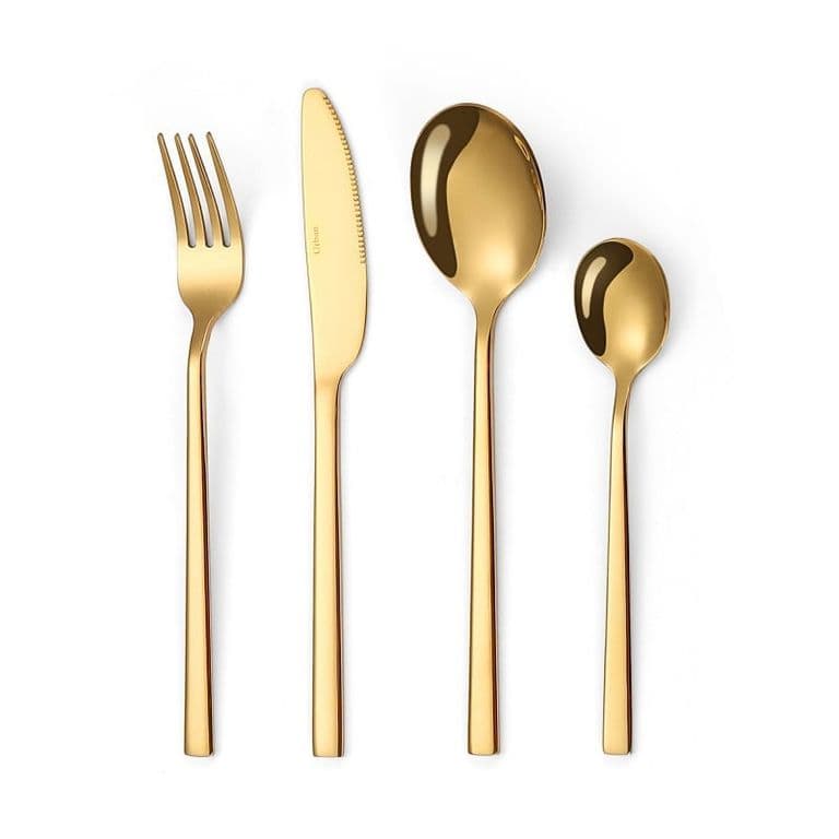 Set Cuberteria 24 Pzs Dorado Urban Acero Inoxidable