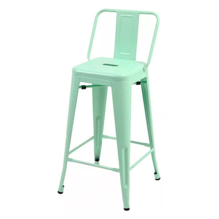 Pack 4 Pisos Taburetes Tolix, 77 Cm Respaldo Bajo- Menta Turquesa