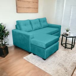 Sofa Seccional Azalea Intercambiable Felpa 3.1 Chaise Long Azul claro