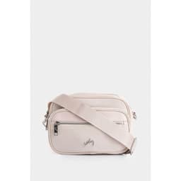 Velez Cartera Bandolera Ia Lona Mujer Detalle Cuero Blanco Blanco TALLA UNICA