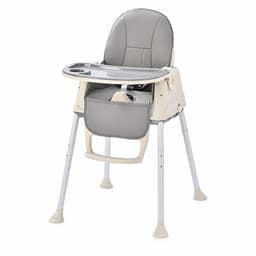 Silla De Comer 4 En 1 Con Cinturon, Doble Bandeja Gris