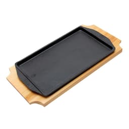 Plato Bandeja Hierro Rectangular Con Base Madera 20X114X16 Cm