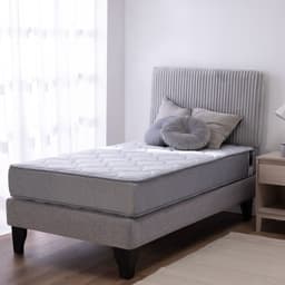 Cama Europea 1 Plazas Cannon Feel + Respaldo Rest Gris