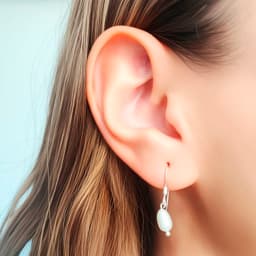 Aros Perla De Rio Mini Gancho Plata Fina 925 Perla TALLA UNICA