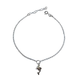 Tobillera Delfin Cadena Rolo Plata Fina 925 Plateado TALLA UNICA