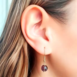 Aros Turmalina Morada 7mm Facetada Enchapado Oro 18K Morado TALLA UNICA