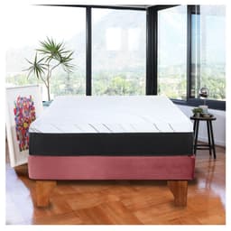 Cama Europea Zen Pro Colchon Resortes 1.5 Plaza Base Dividida Tela Palo Rosa