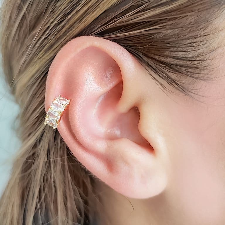 Aro Erica Bidu Circon Enchapado Oro 18K Dorado TALLA UNICA