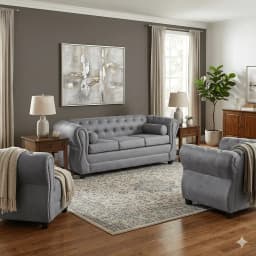 JUEGO DE LIVING 3-1-1 CHESTERFIELD Gris claro