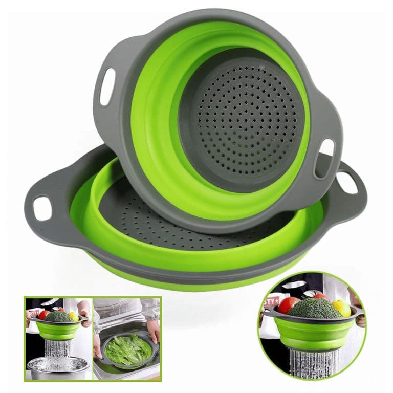 Colador Plegable Silicona Escurridor Redondo Cocina Frutas Verduras