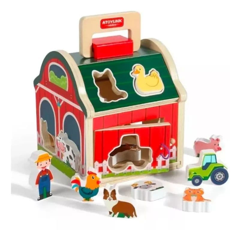 Juguete Encaje Granja Animales De Madera Didactico Ninos