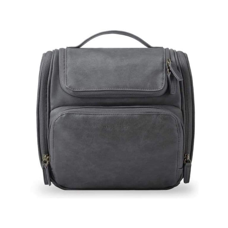 Neceser de Viaje Compacto en Cuero Sintetico Gris