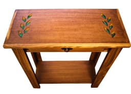 MESA DE ARRIMO CAFE CON GRABADO DE RESINA ESPIGA