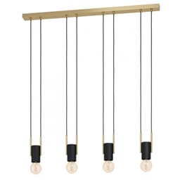 Lampara Colgante de Techo 4 Luces Bitachito E27 4X40W Acero Negro
