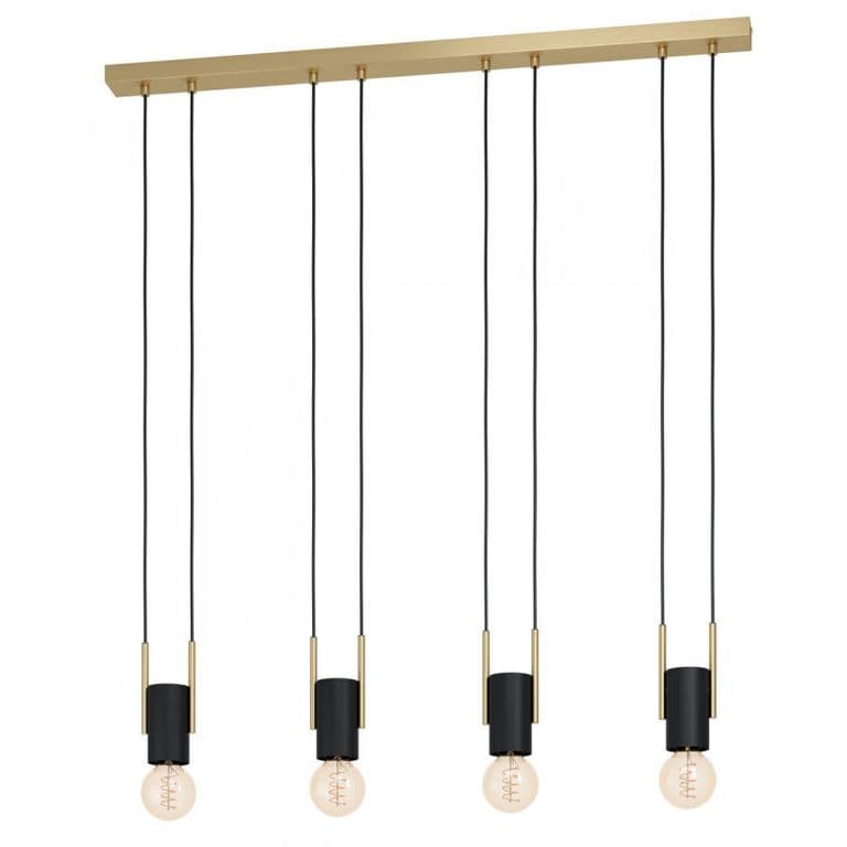 Lampara Colgante de Techo 4 Luces Bitachito E27 4X40W Acero Negro