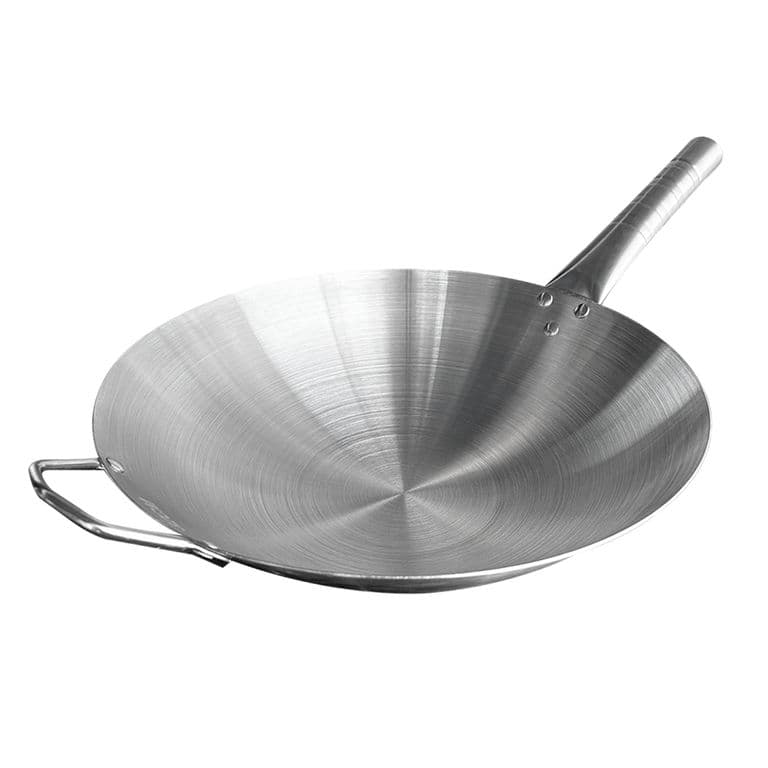 Wok Acero Inox Con Mango Y Aza 32 Cm.