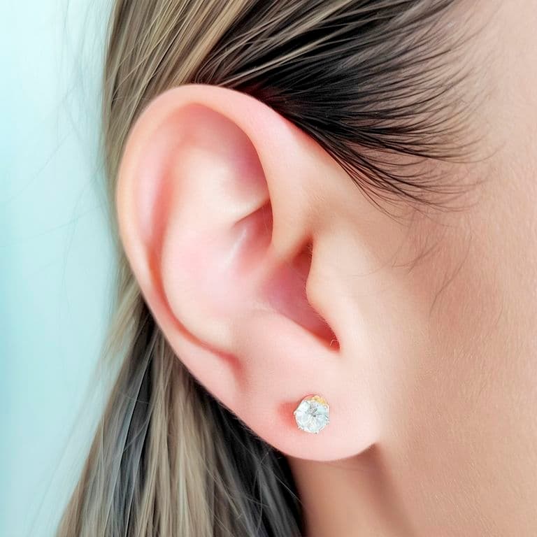 Aros Circon Redondo 5mm Enchapado Oro 18K Dorado TALLA UNICA