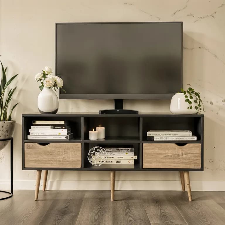 Rack de TV Top Living Bolonia Black con Cajones Nordico