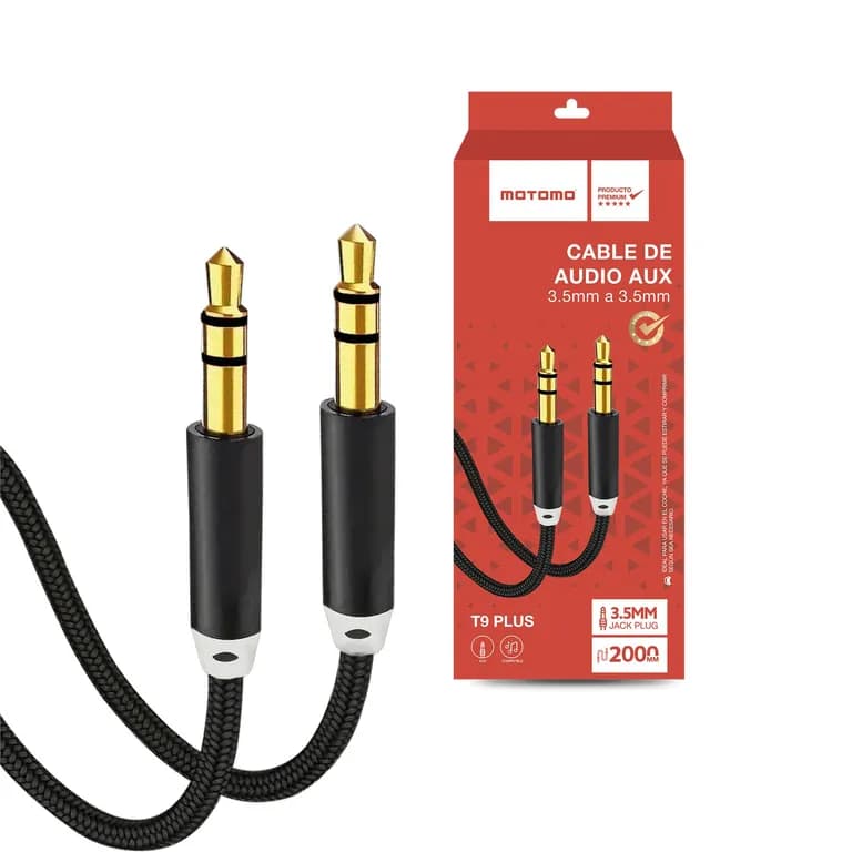 Cable Auxiliar de alta calidad 3.5mm, Color Negro, 1 Metro