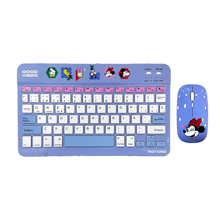 Kit Teclado y Mouse Inalambrico Minnie Good Vibes Bluetooth Color Morado