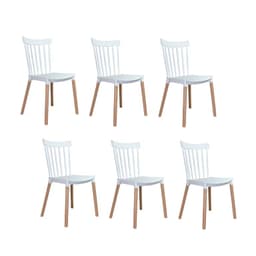 Pack 6 Silla de Comedor Windsor de Polipropileno Blanco