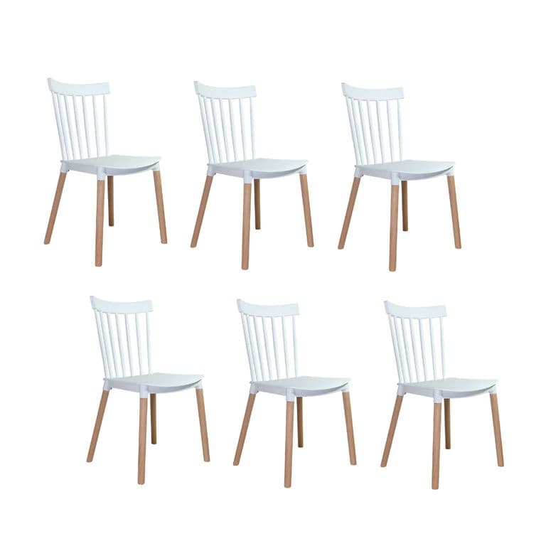Pack 6 Silla de Comedor Windsor de Polipropileno Blanco