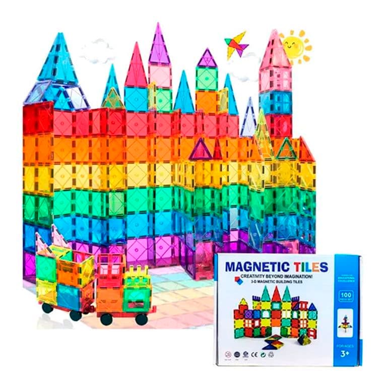 Juego De Bloques De Construccion Magneticos 3d 100 Piezas