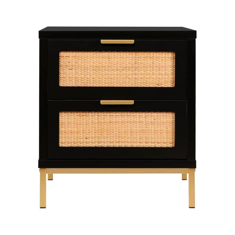 Velador Matilde Negro - Diseno Minimalista - 2 Cajones