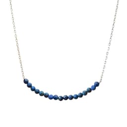 Collar Lapislazuli Facetado Cadena Eslabon Plata Fina 925 Plateado TALLA UNICA