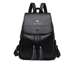 Mochila Urbana Cuero Pu Suave Juvenil Gran Capacidad Impermeable Negro Azabache TALLA UNICA