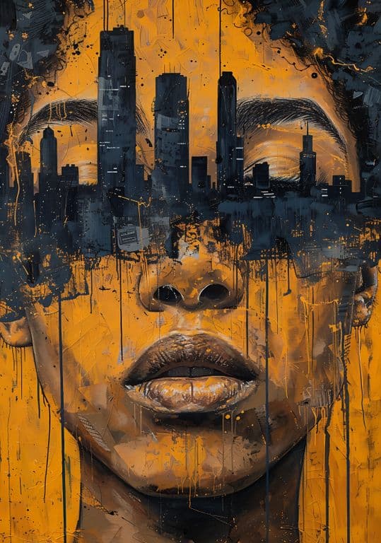 Cuadro Canvas Imagen Rostro Edificio en lienzo 85x55 cm