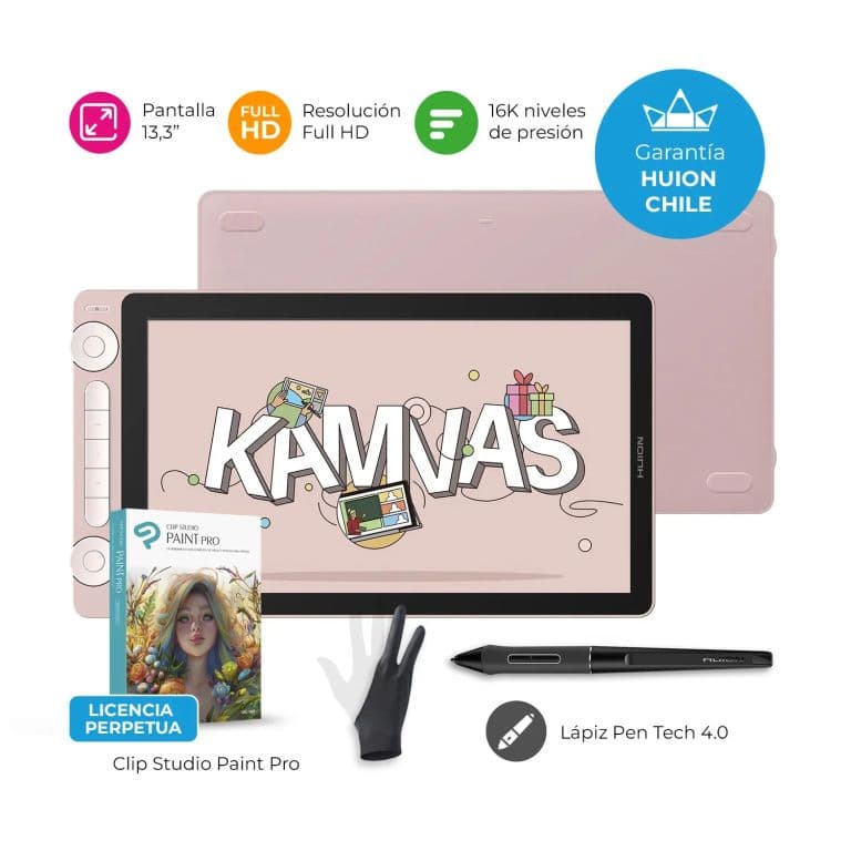 Tableta Grafica Monitor Kamvas 13 (Gen 3) Pink + Clip Studio -TG