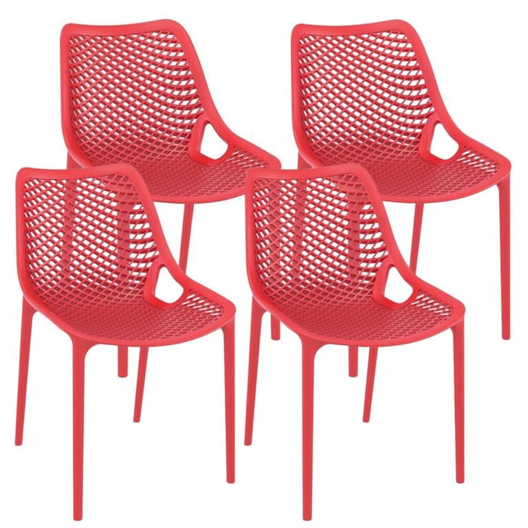 Pack 4 Sillas Bardo Rojas- Resistente para Interior y Exterior Rojo SILLABARDOROJOX4