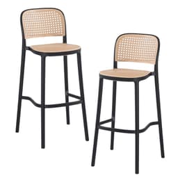 Pack 2 Taburete Montana Negro 65cm - Rattan Sintetico, Exterior Negro MONTANA65NEGROX2