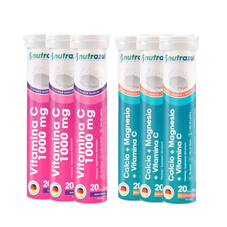 Vitamina C 1000 MG (3) + Calcio -Magnesio (3) - Pack 6 unidades