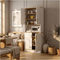 Mueble De Cocina De Pata Estante Con Vidrio 60x30x183cm