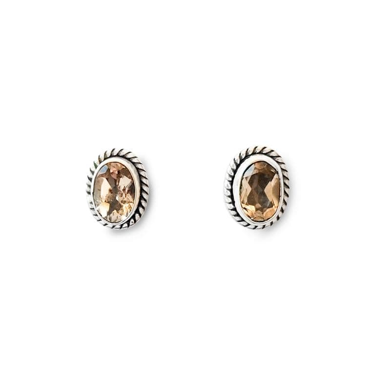 Aros Boton Ovalo Trenzado Topacio Amarillo Plata Fina 925 Amarillo TALLA UNICA