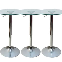 Set 3 Mesas de Bar Vidrio Templado Regulable 60 CM D