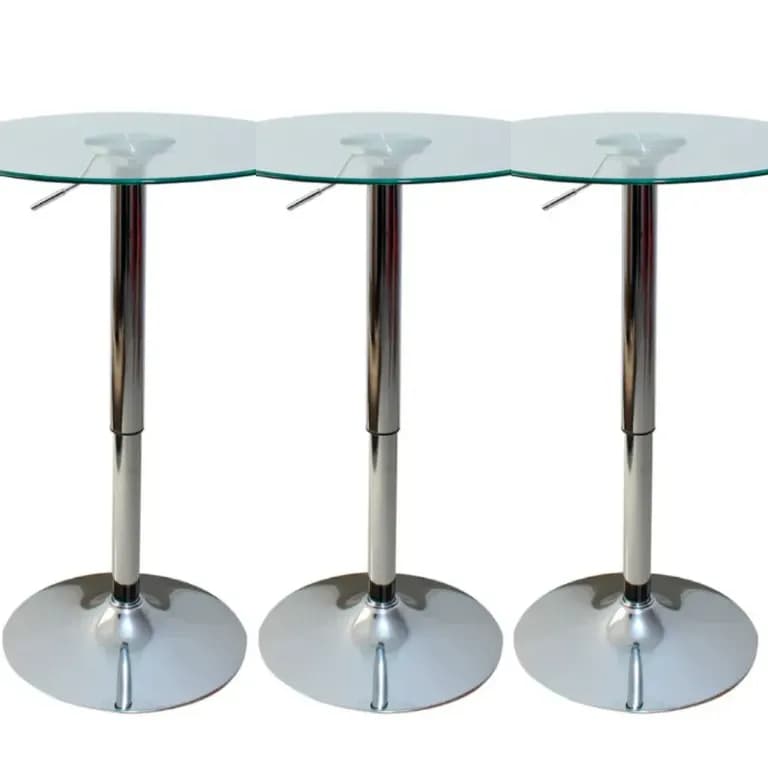Set 3 Mesas de Bar Vidrio Templado Regulable 60 CM D
