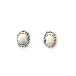 Aros Boton Ovalo Trenzado Perla De Rio Plata Fina 925 Blanco TALLA UNICA