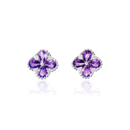 Aros Trebol Circon Morado Plata Fina 925 Morado TALLA UNICA