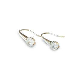 Aros Gancho Circon Cuadrado Blanco Plata Fina 925 Blanco TALLA UNICA